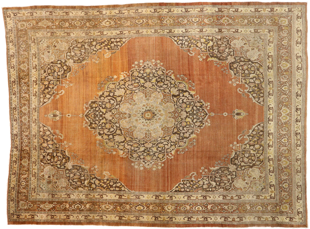 13 x 17 Antique Persian Tabriz Rug 74321