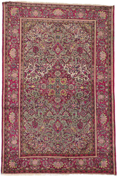 4 x 7 Antique Persian Kashan Rug 74340