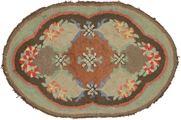 3 x 4 Antique American Floral Hooked Rug 74355