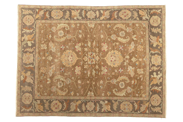 9 x 12 Vintage Brown Turkish Oushak Rug 74372