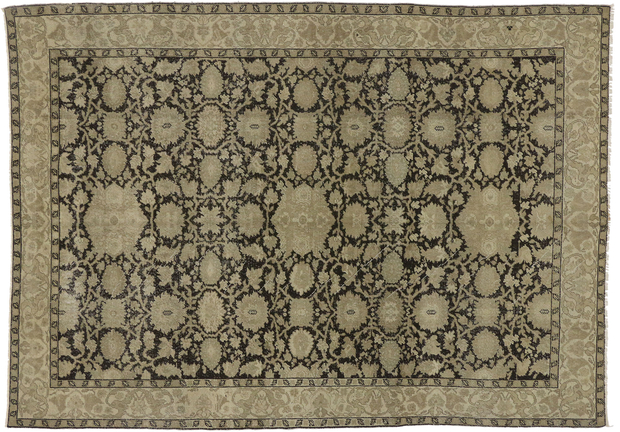 8 x 11 Distressed Antique Indian Agra Rug with Modern Rustic Style 74661