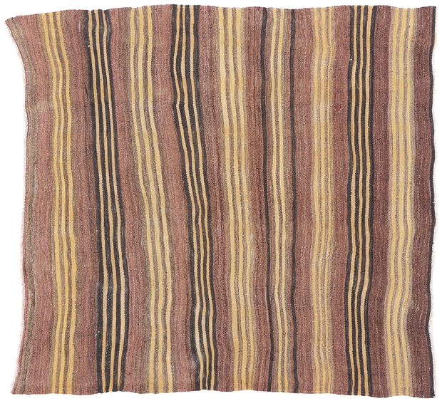 4 x 5 Distressed Vintage Turkish Striped Kilim Rug 74875