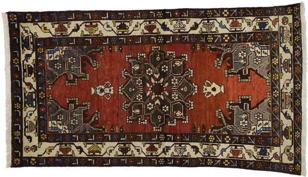 4 x 7 Vintage Persian Hamadan Rug 75234