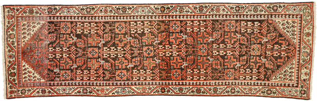 3 x 9 Antique Persian Malayer Runner with Guli Henna Pattern 75214