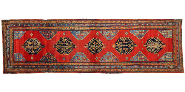 4 x 12 Vintage Red Persian Azerbaijan Rug Runner 75380