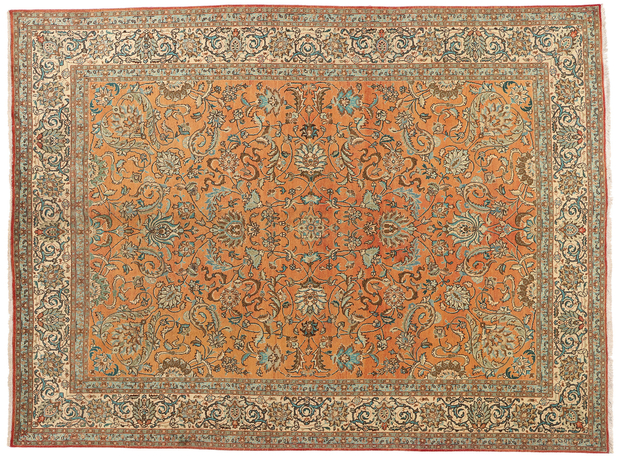 10 x 13 Vintage Orange Persian Tabriz Rug 75612