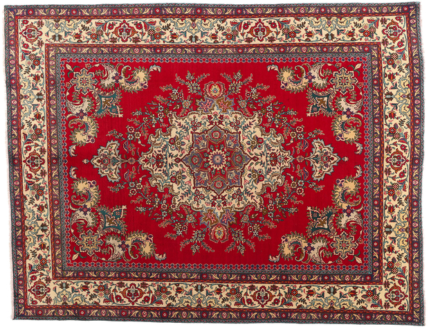 10 x 12 Vintage Red Persian Tabriz Rug 75766