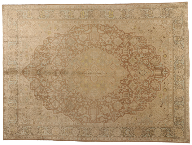 10 x 13 Vintage Earth-Tone Persian Tabriz Rug 75889
