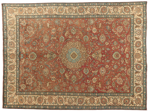 10 x 13 Vintage Persian Tabriz Hunting Rug 76286