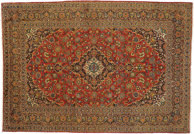 9 x 13 Vintage Persian Kashan Rug 76309