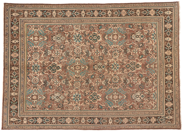 9 x 13 Vintage Brown Persian Mahal Rug 76313