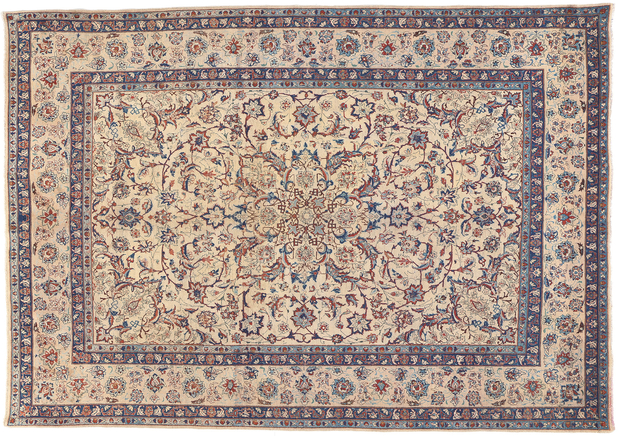 10 x 14 Vintage Persian Yazd Rug 76490