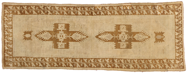 3 x 9 Vintage Earth-Tone Turkish Oushak Rug 50023