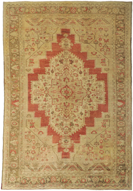 6 x 9 Antique Turkish Oushak Rug 50419