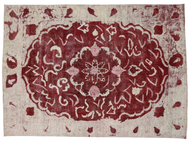 9 x 13 Vintage Persian Red Overdyed Rug 80235