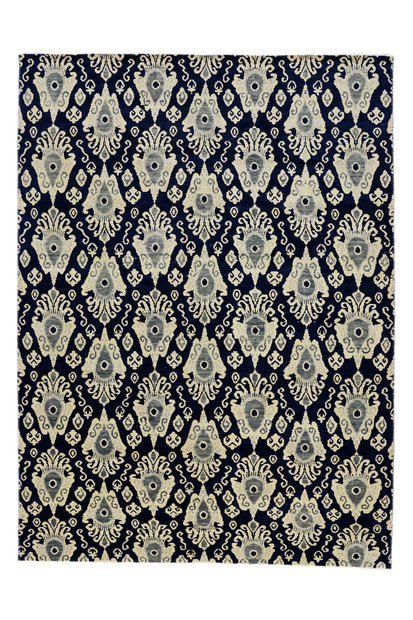 9 x 12 Transitional Navy Blue Ikat Rug 30269