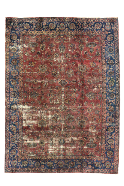 10 x 13 Antique-Worn Persian Kerman Rug 76681