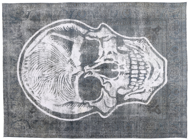 10 x 13 Vintage Overdyed Skull Rug 80275