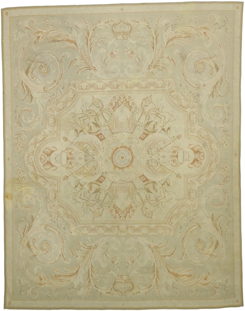 8 x 10 Vintage Handwoven Aubusson Style Rug 76744