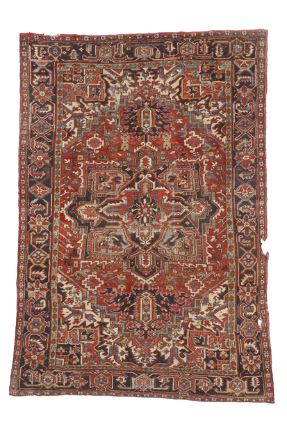 8 x 11 Antique-Worn Persian Heriz Rug 76753