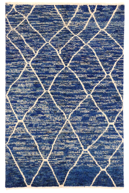 4 x 6 Modern Blue Moroccan Rug 80298