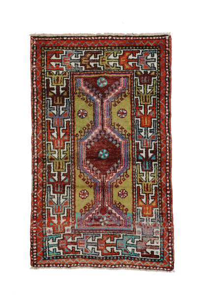 3 x 5 Vintage Turkish Oushak Rug, Anatolian Yuntdag Rug 51740