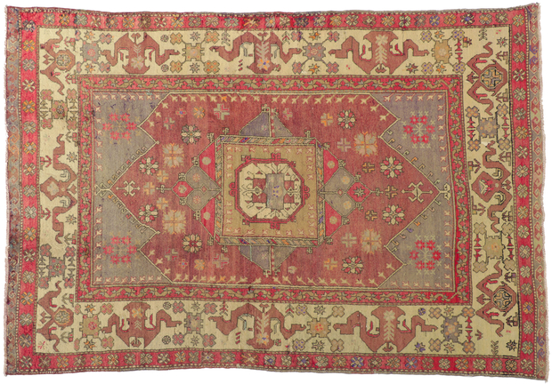 6 x 9 Coloful Vintage Oushak Rug 51789