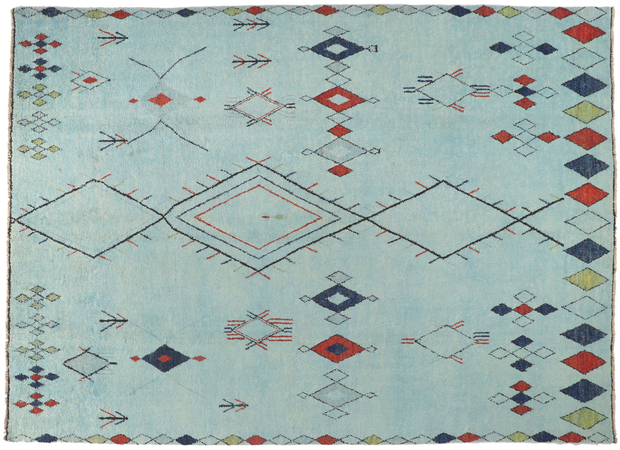 10 x 14 Large Aqua Moroccan Area Rug 80348