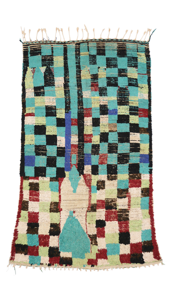 4 x 7 Vintage Berber Moroccan Rug with Cubist Bauhaus Style 20439