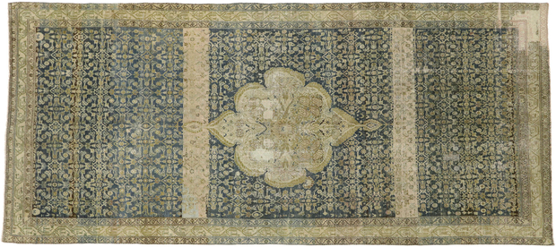 7 x 15 Distressed Antique Persian Malayer Gallery Rug with Modern Rustic Style 51881