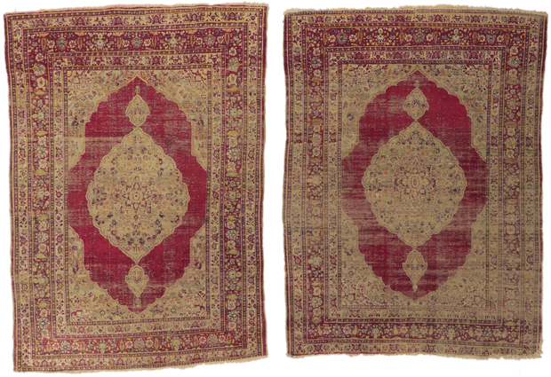 4 x 5 Antique Persian Silk Tabriz Rug 76951