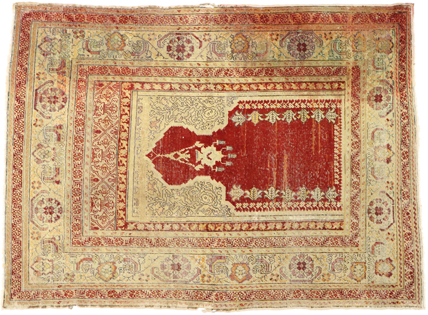 4 x 5 Antique Turkish Sivas Prayer Rug 50638