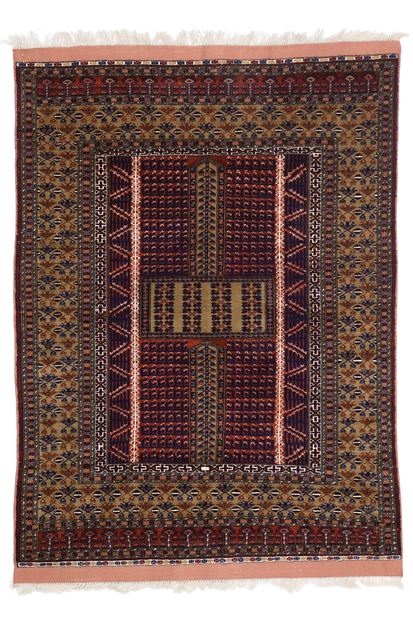 4 x 5 Vintage Turkoman Afghan Rug 76995