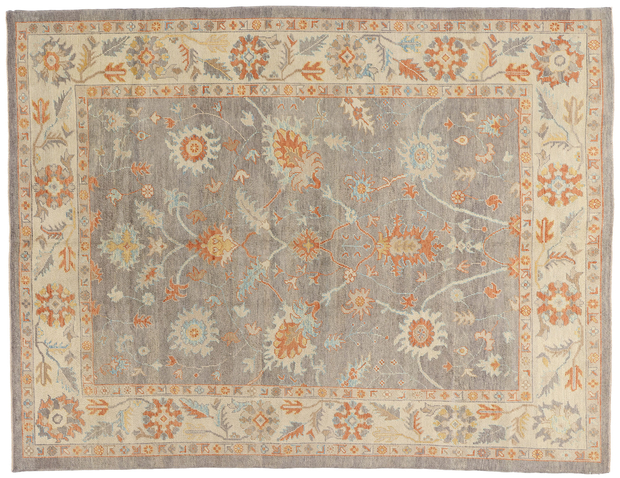 9 x 12 Modern Gray Turkish Oushak Rug 52162