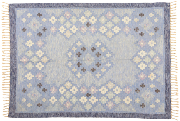 6 x 8 Asa Akerlund Vintage Blue Swedish Rollakan Rug 77036