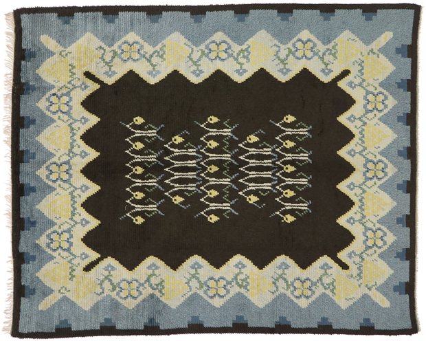 8 x 10 Vintage Swedish Rya Rug 77043