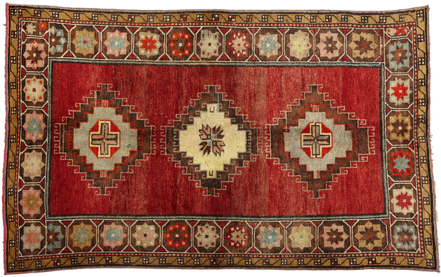 4 x 7 Vintage Red Turkish Oushak Rug 52293