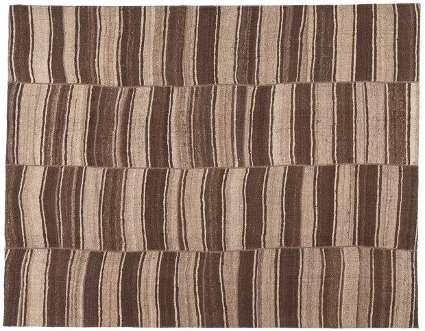 9 x 11 Brown Vintage Striped Turkish Kilim Rug 60638