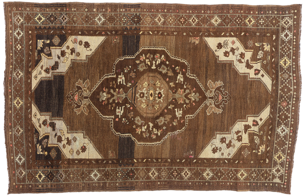 7 x 11 Vintage Earth-Tone Turkish Kars Rug 50748