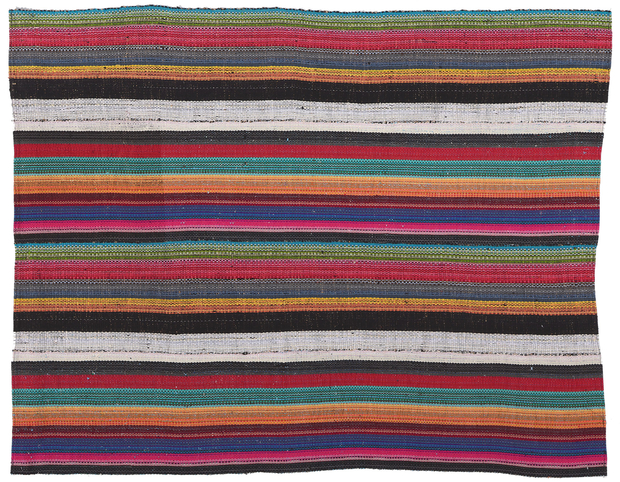 6 x 7 Vintage Rainbow Striped Kilim Rug 60678