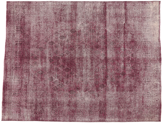 10 x 13 Vintage Turkish Burgundy Overdyed Rug 60696