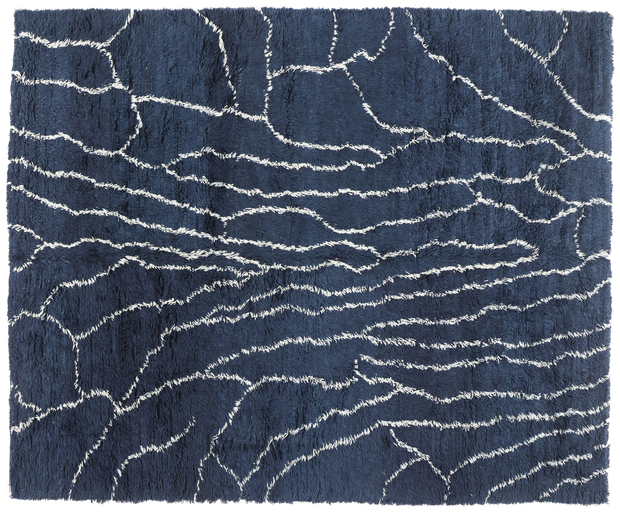 11 x 13 Modern Navy Blue Moroccan Rug 30387