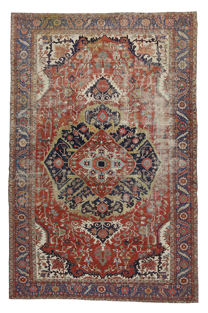 13 x 20 Antique-Worn Persian Serapi Rug 52303