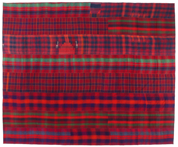 10 x 14 Vintage Tartan Plaid Kilim Rug 60809