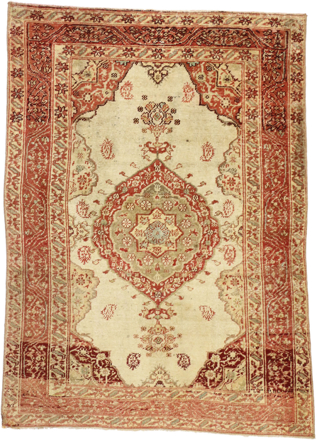 4 x 5 Vintage Turkish Oushak Rug 52325