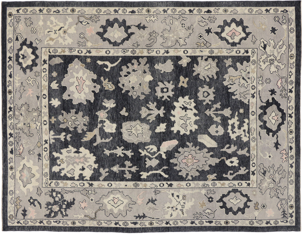 9 x 12 Modern Black Oushak Rug 52361