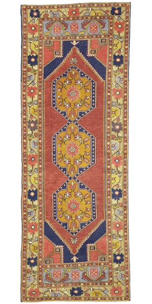 3 x 9 Vintage Turkish Oushak Rug Runner 52401