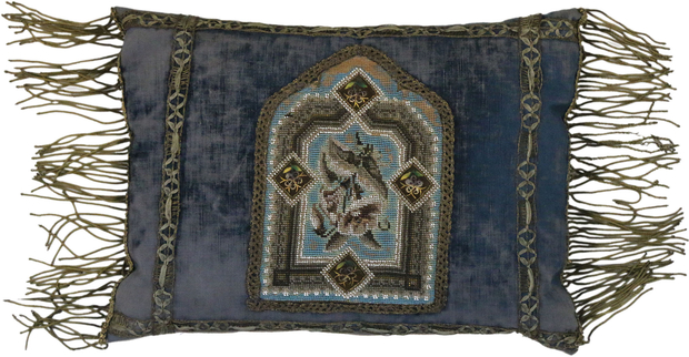 1 x 1 Antique Blue Italian Embroidered Pillow 77187