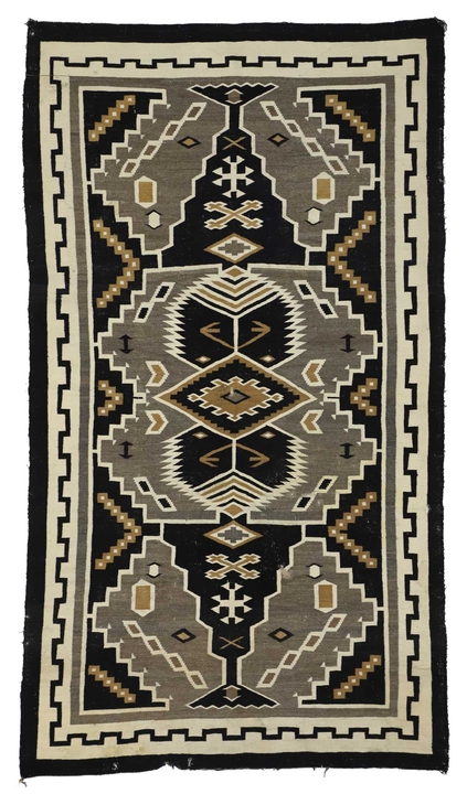 6 x 10 Antique Two Gray Hills Navajo Rug 77275