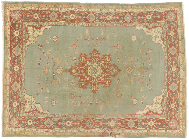 8 x 11 Antique Turkish Oushak Rug 77357